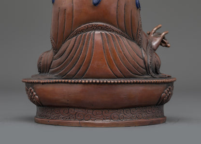 Nepalese Guru Rinpoche Statue | Oxidized Copper Sculpture for Meditation