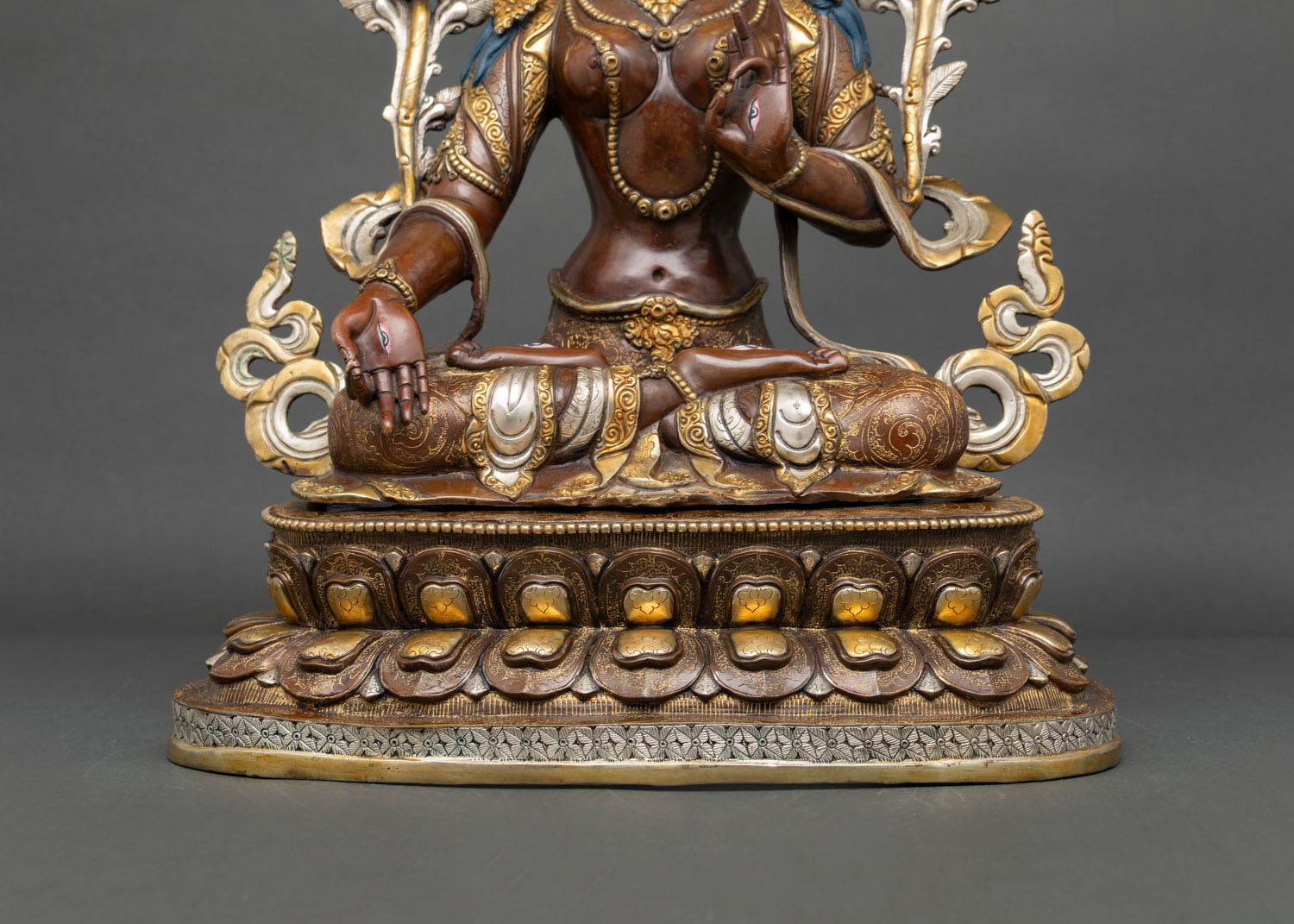 Enlightened White Tara Figurine | Premium Oxidized Copper Statue