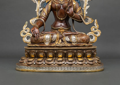 Enlightened White Tara Figurine | Premium Oxidized Copper Statue