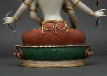 Acrylic-Painted Ushnisha Vijaya Statue | Three Faced Purification Deity