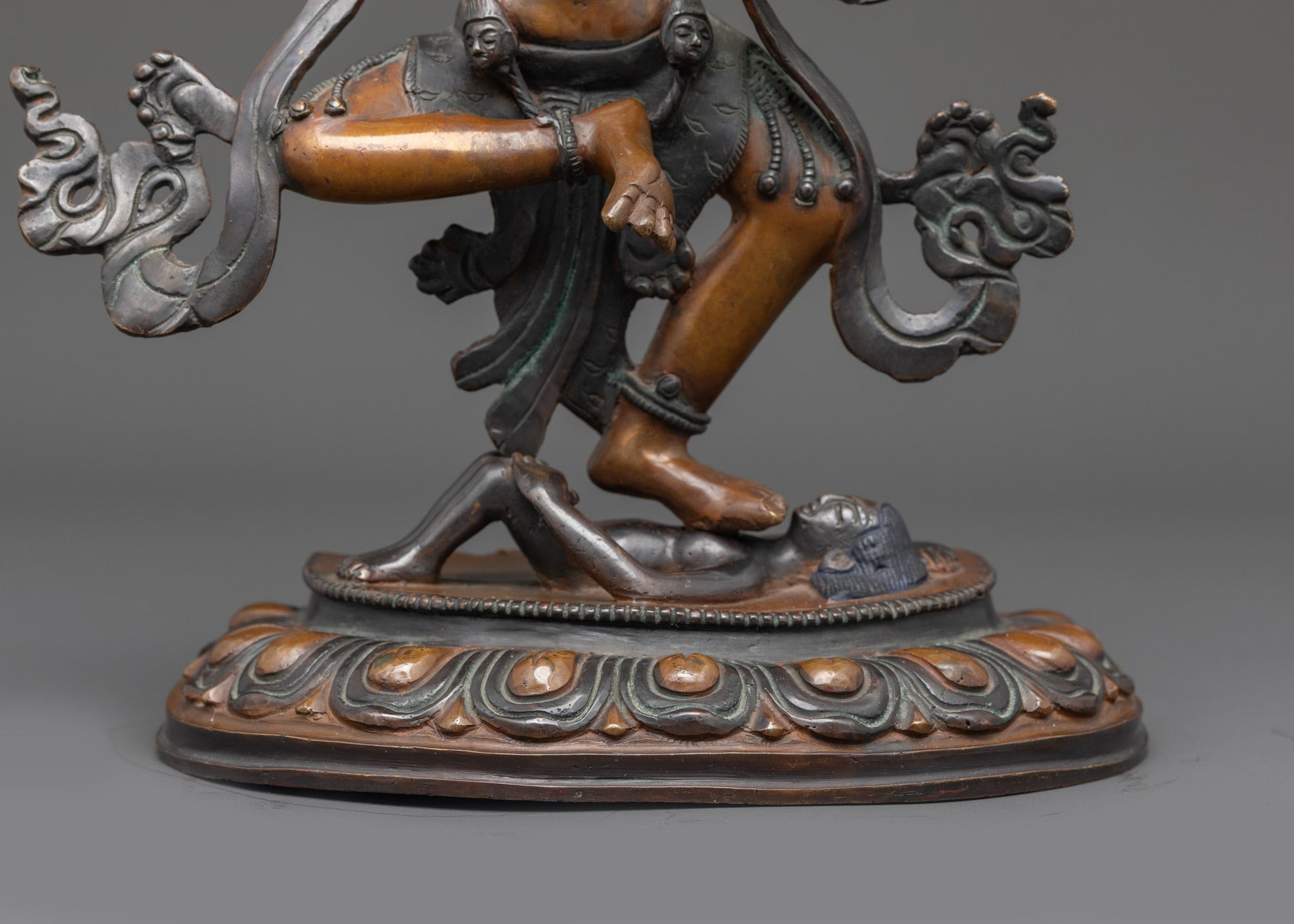 Oxidized Statue of Simha Mukha | Fierce Lion-Headed Protector for Altar