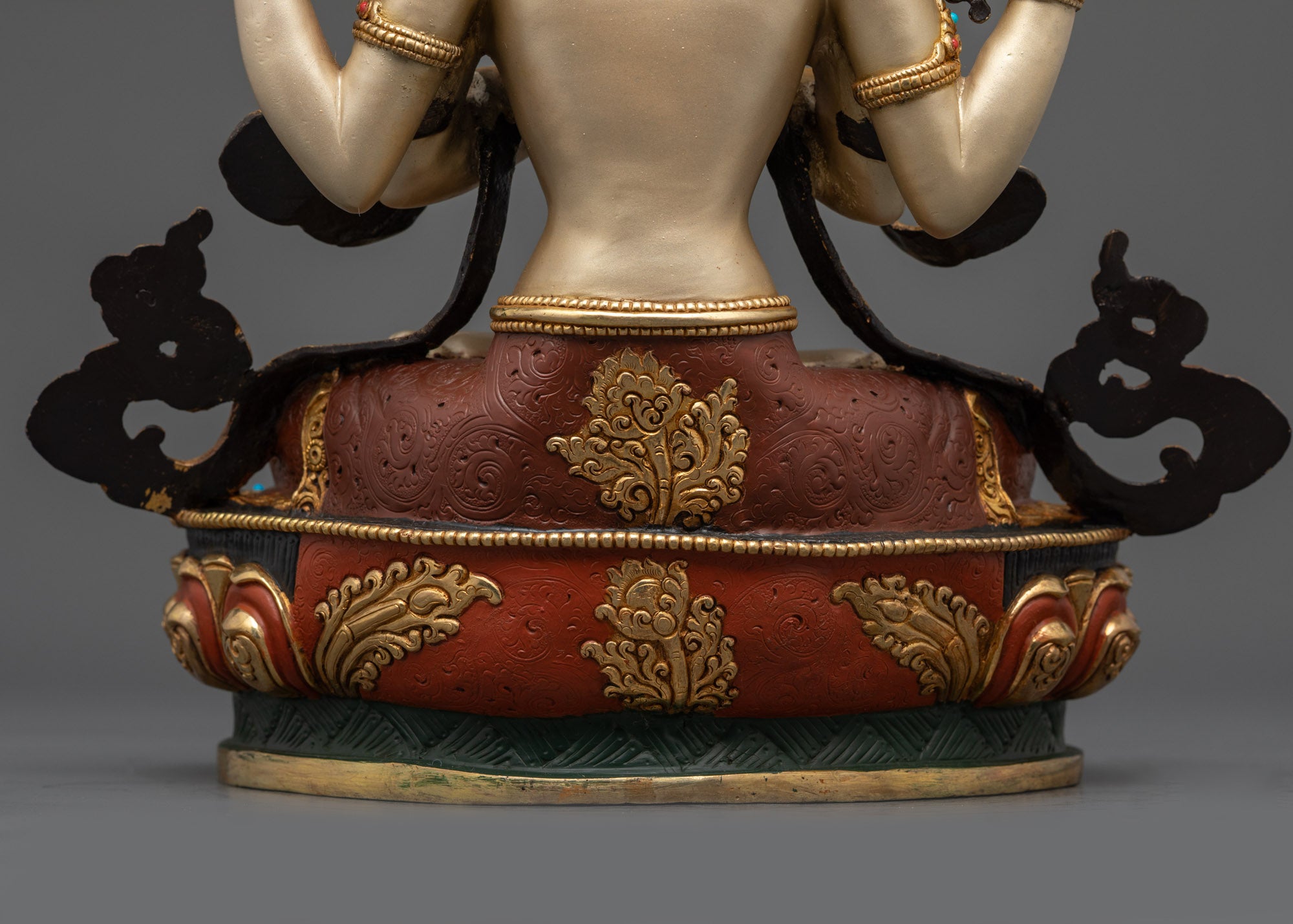 White-Hued Four-armed Chenrezig Statue | Hand-Painted Meditation Decor