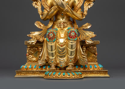 Elegant Maitreya Buddha Statue Seated on Trona Throne | Buddhist Altar
