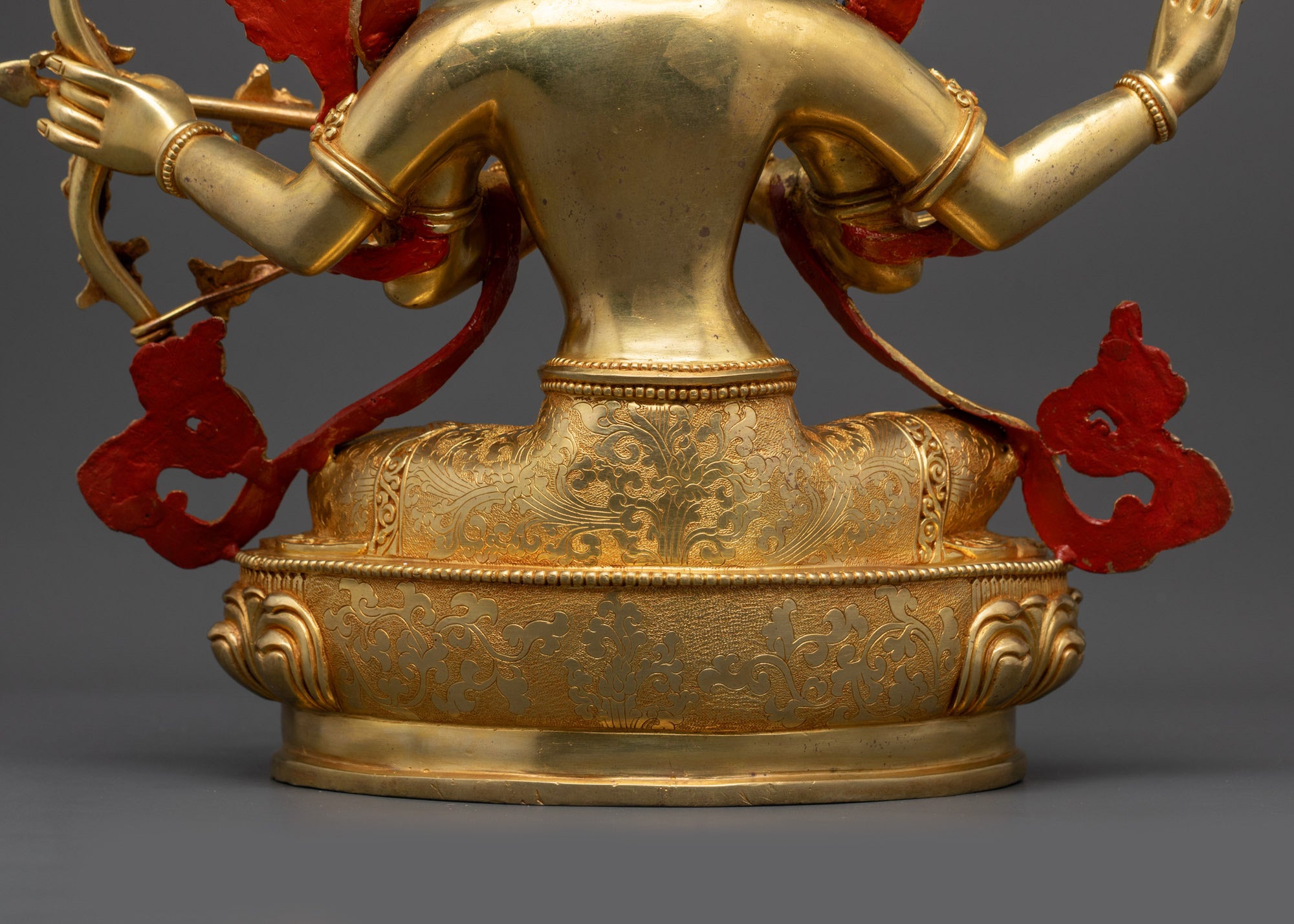 Gold-Gilded Kurukulla Statue | Red Tara Buddhist Goddess of Attraction