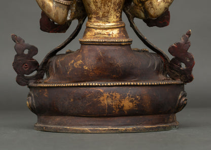 Chenrezig Statue | Handmade Copper Sculpture for Meditation