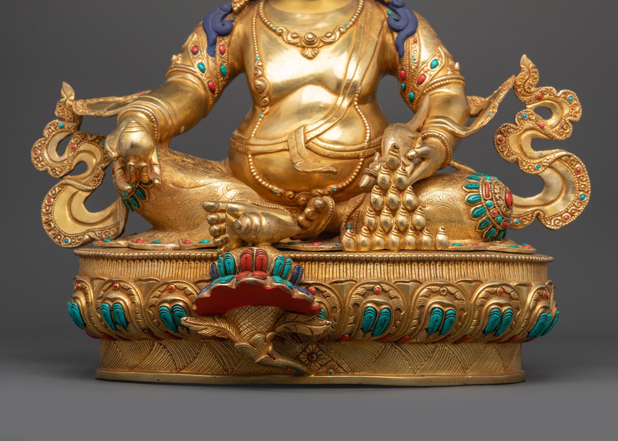 Divine Dzambhala Sculpture | Handmade Tibetan God of Wealth for Altar