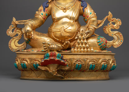 Divine Dzambhala Sculpture | Handmade Tibetan God of Wealth for Altar