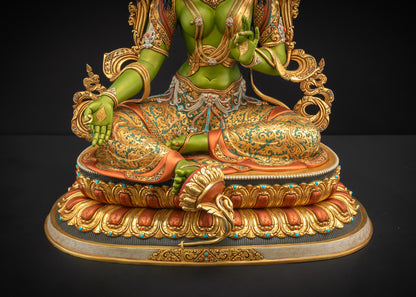 Compassionate Green Tara Statue | Hand-Painted Masterpiece Sculpture