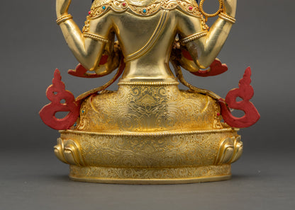 Chenrezig Avalokiteshvara Statue | Nepalese Sacred Copper Sculpture