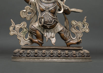Oxidized Copper Vajrapani Statue | Sacred Tibetan Buddhist Sculpture