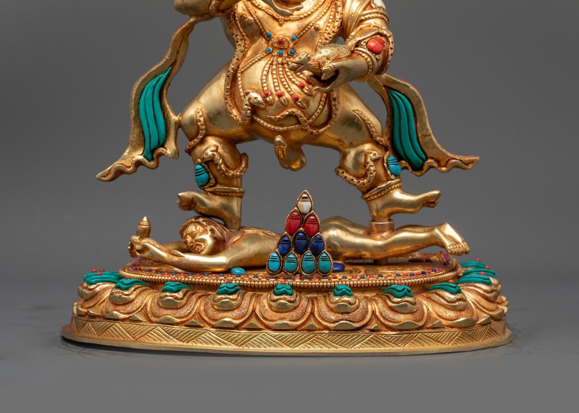 Black Dzambhala Statue | 24K Gold-Fire Gilded Sculpture for Wealth