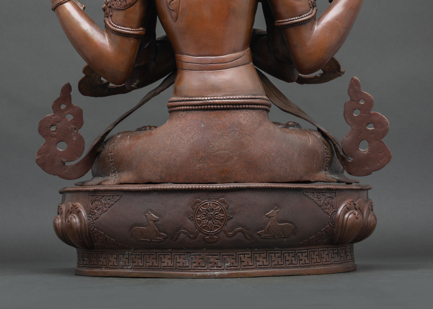 Four-Armed Chenrezig Statue | Oxidized Copper Sculpture