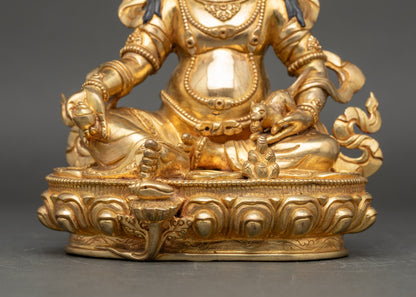 Yellow Dzambhala Statue- Handcrafted Copper Buddhist Artwork
