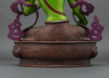 Vibrant Green Tara Statue | Goddess of Compassion Figurine