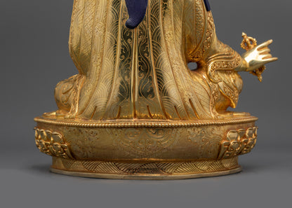 Sacred Padmasambhava Statue | 24K Gold-Gilded Himalayan Guru Artwork