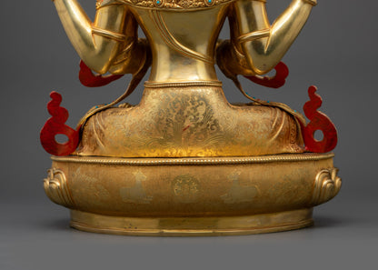 Deity of Infinite Compassion Chenrezig Statue | Nepalese Artwork