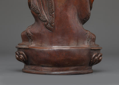 Sacred Je Tsongkhapa Statue | Oxidized Copper Buddhist Guru from Nepal
