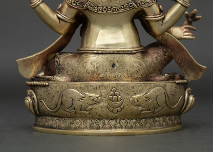 Divine Ganesh Copper Statue | Handmade Buddhist-Hindu Art from Nepal