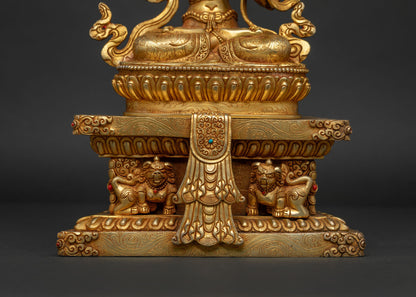 Manjushri with Throne Statue | Handcrafted Bodhisattva Sculpture
