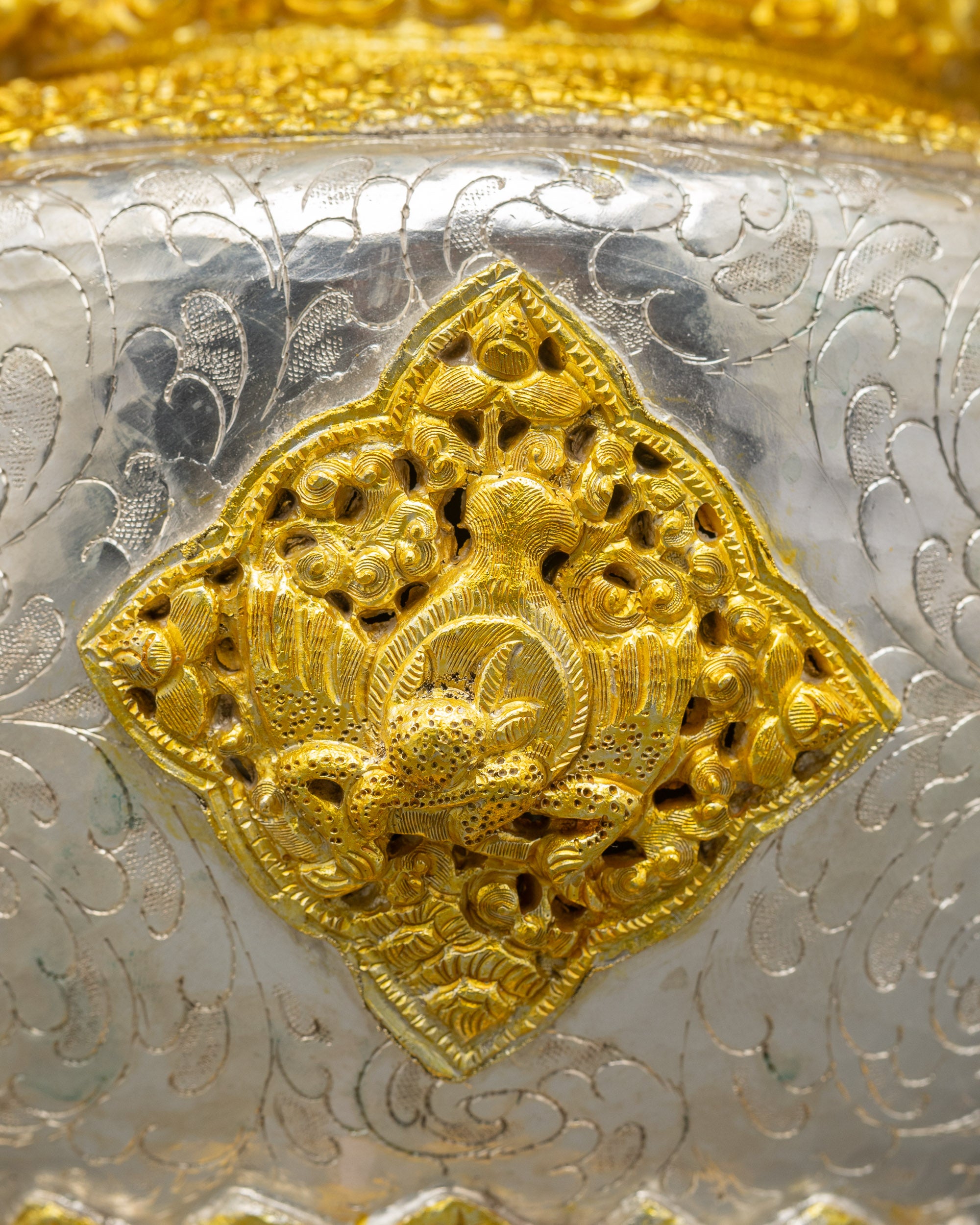 Tibetan Sangbur for Sang Offerings | Gold & Silver-Plated Incense Burner