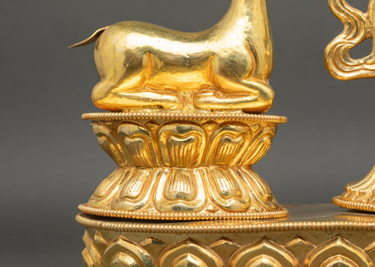 Dharma Chakra with Two Deer – Sacred Buddhist Decor from Nepal