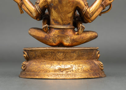 Manjuvajra Statue | Vintage Finish Buddhist Sculpture