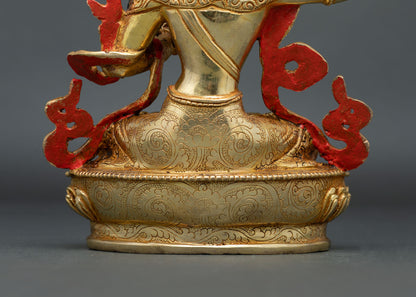 Manjushri Statue in Gold Finish | Authentic Buddhist Art from Nepal