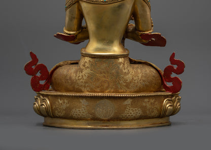 24K Gold-Gilded Vajradhara Statue | Tibetan Primordial Buddha Idol