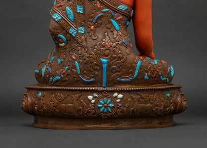 Vibrant Shakyamuni Buddha Statue | Oxidized Copper Buddhist Figurine
