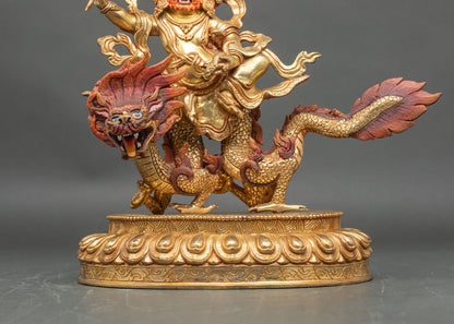 White Dzambhala Statue | 24K Gold Wealth Deity from Nepal