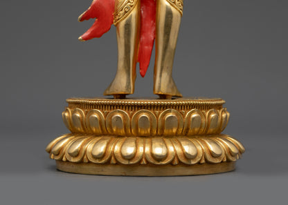 24K Fire Gold-Gilded Padmapani Statue | Avalokiteshvara for Meditation