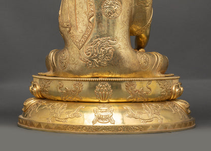 Shakyamuni Buddha Figurine | 24K Gold Fire-Gilded Premium Sculpture