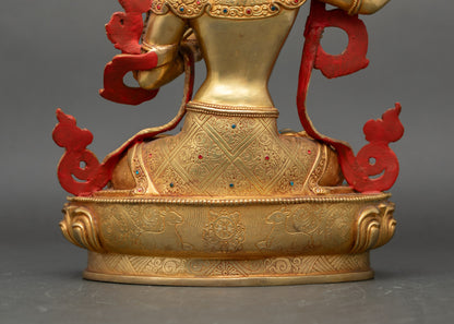 Manjushri with Flaming Sword - Sacred Buddhist Wisdom Sculpture