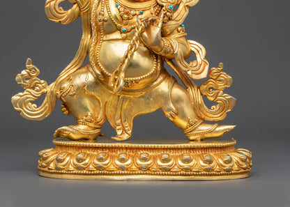 Gold-Gilded Vajrapani Statue | Sacred Bodhisattva of Spiritual Might