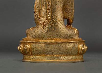 Shakyamuni Buddha Statue for Altar | 24K Gold Fire-Gilded Sculpture