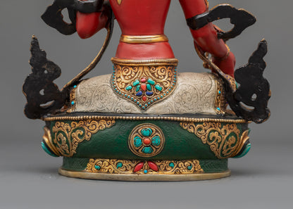 Red Tara Meditation Statue | Nepalese Sculpture for Spiritual Blessing