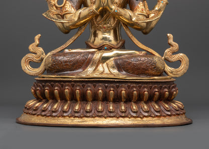 Four-armed Avalokiteshvara Statue | Sacred Tibetan Bodhisattva Idol