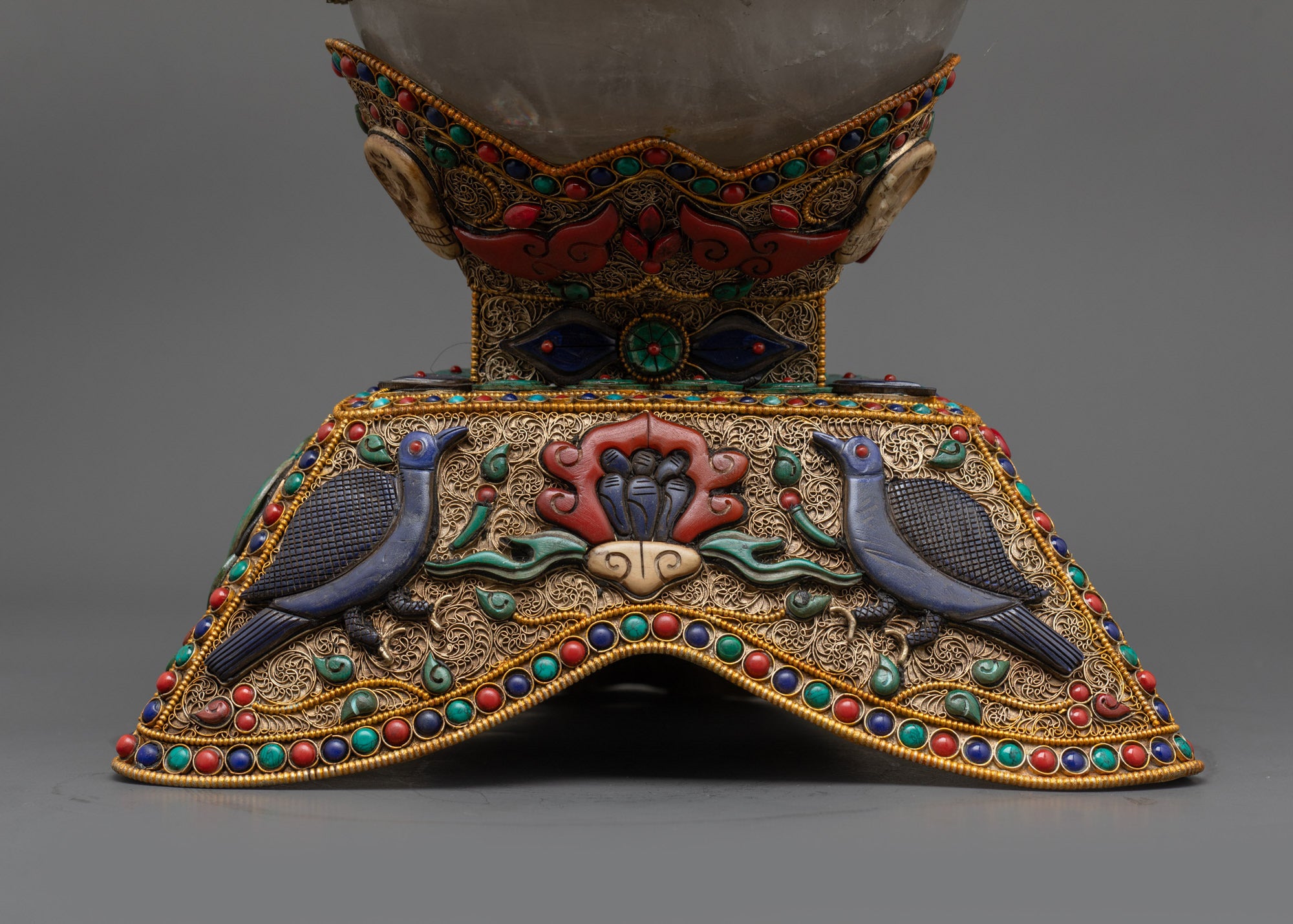 Vajrayana Crystal Kapala | Handcrafted Skull Ritual Offering Vessel