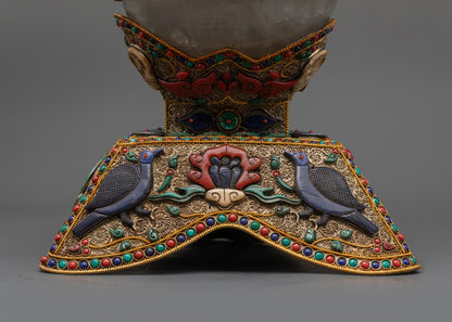 Vajrayana Crystal Kapala | Handcrafted Skull Ritual Offering Vessel
