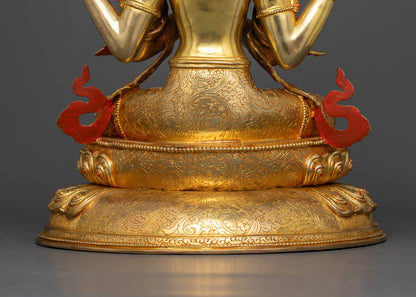 Four-Armed Chenrezig: Radiant Avalokiteshvara Bodhisattva Statue