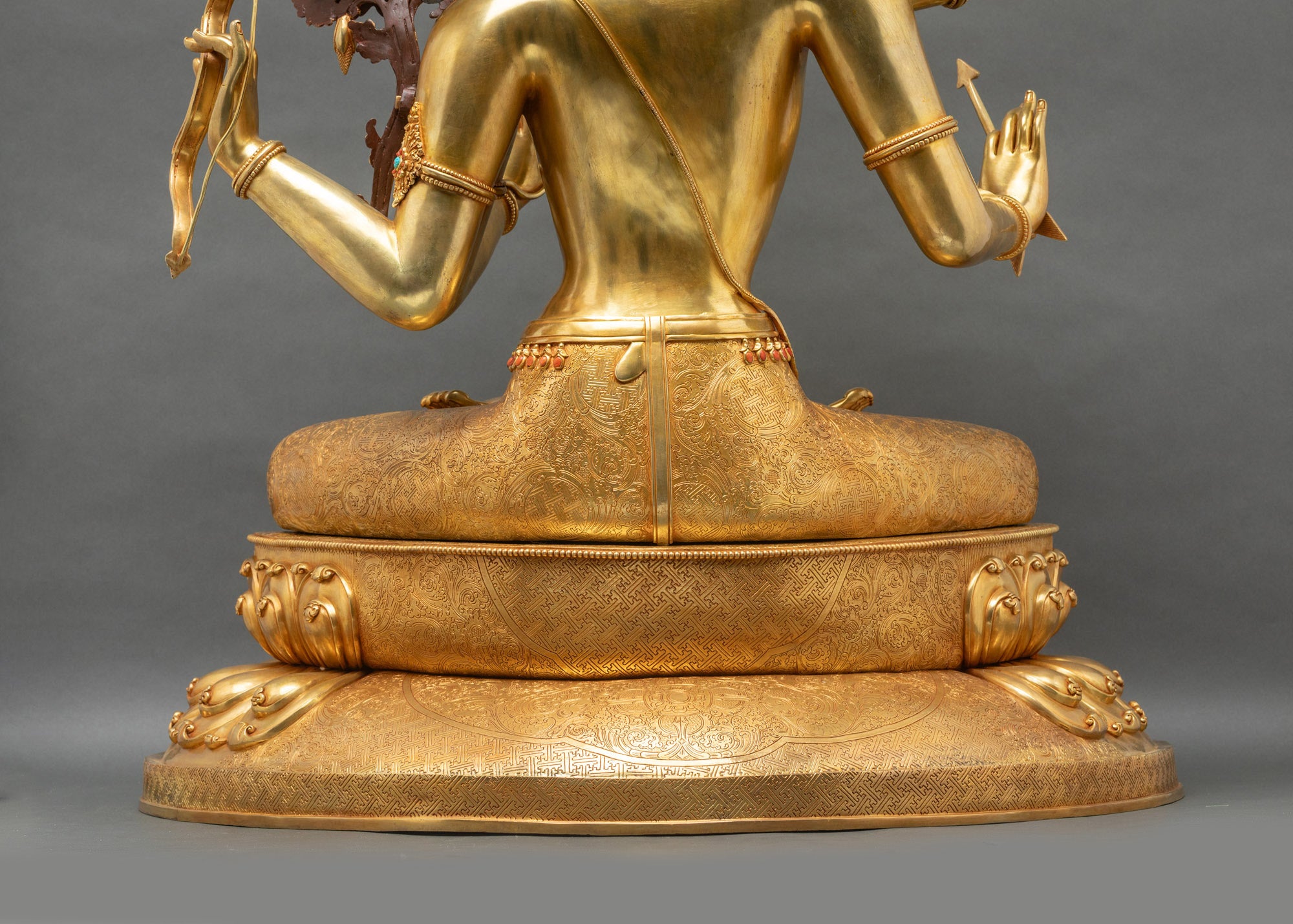 38" Maha Manjushri Statue | Golden Bodhisattva of Wisdom