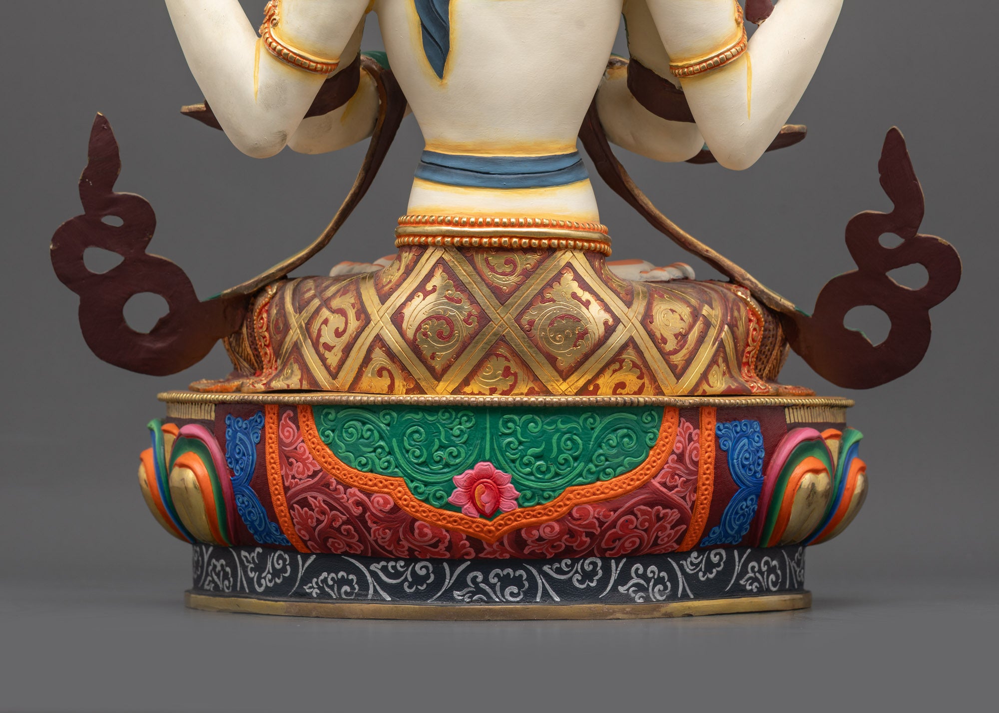 White-Hued Bodhisattva Chenrezig Sculpture | Hand Painted Nepalese Art