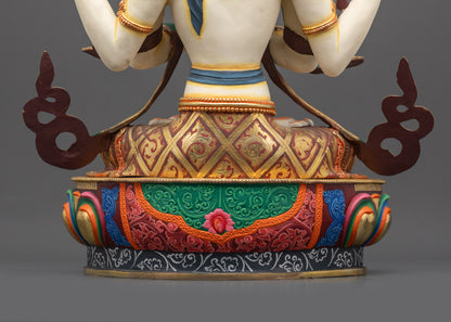 White-Hued Bodhisattva Chenrezig Sculpture | Hand Painted Nepalese Art