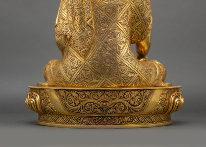 Serene Shakyamuni Buddha Statue | Handmade Gold Fire-Gilded Copper Art