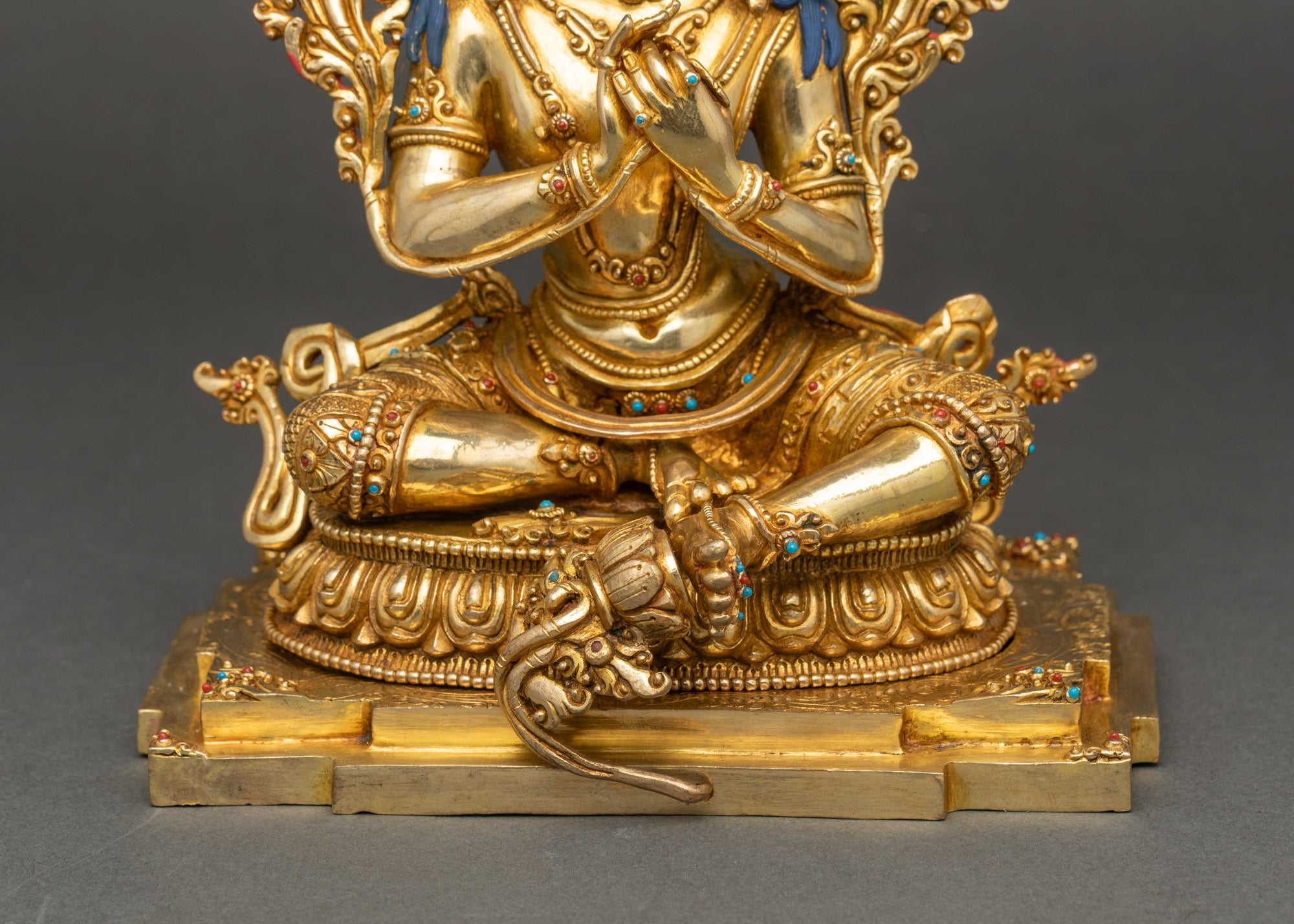Manjushree Altar Sculpture | 24K Gold Fire-Gilded Nepalese Artwork
