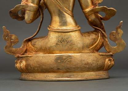Goddess Green Tara Statue | Buddhist Copper Art for Altar