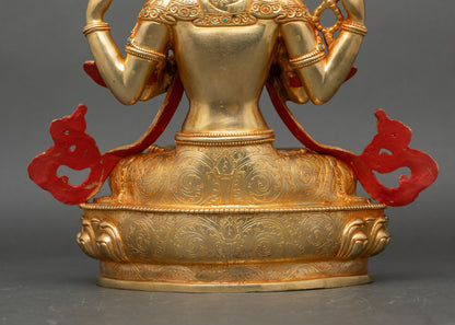 Buddhist Four-Armed Chenrezig Statue for Meditation Practice