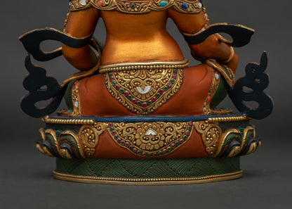 Adorable Gold Dzambhala Statue | Hand-Painted Buddhist Icon