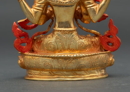 Avalokiteshvara Copper Sculpture | Compassionate Deity Statue