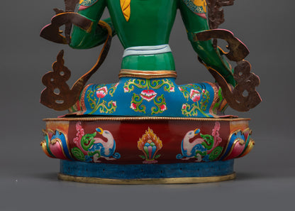 Divine Green Tara Statue | Hand-Carved Buddhist Goddess of Liberation